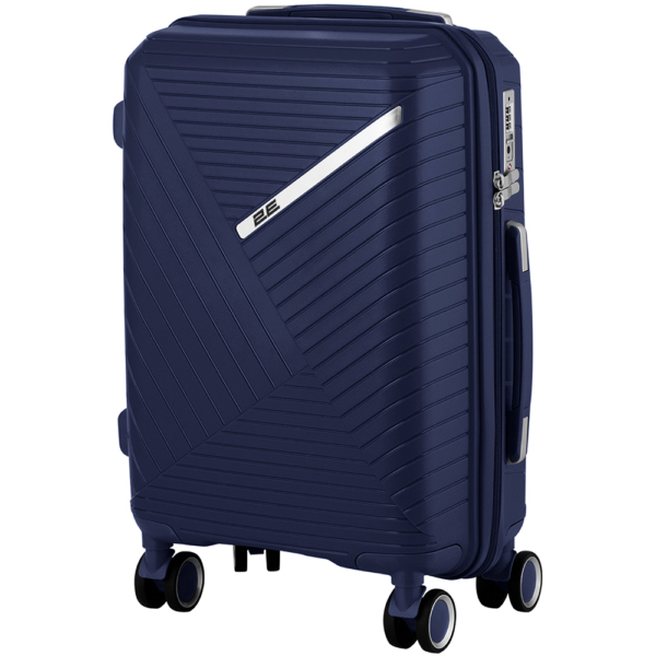2E Plastic Suitcases Set, SIGMA, (L+M+S), 4 Wheels, Navy Blue