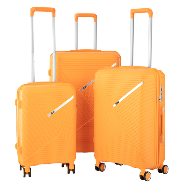 2E Plastic Suitcases Set, SIGMA, (L+M+S), 4 Wheels, Orange
