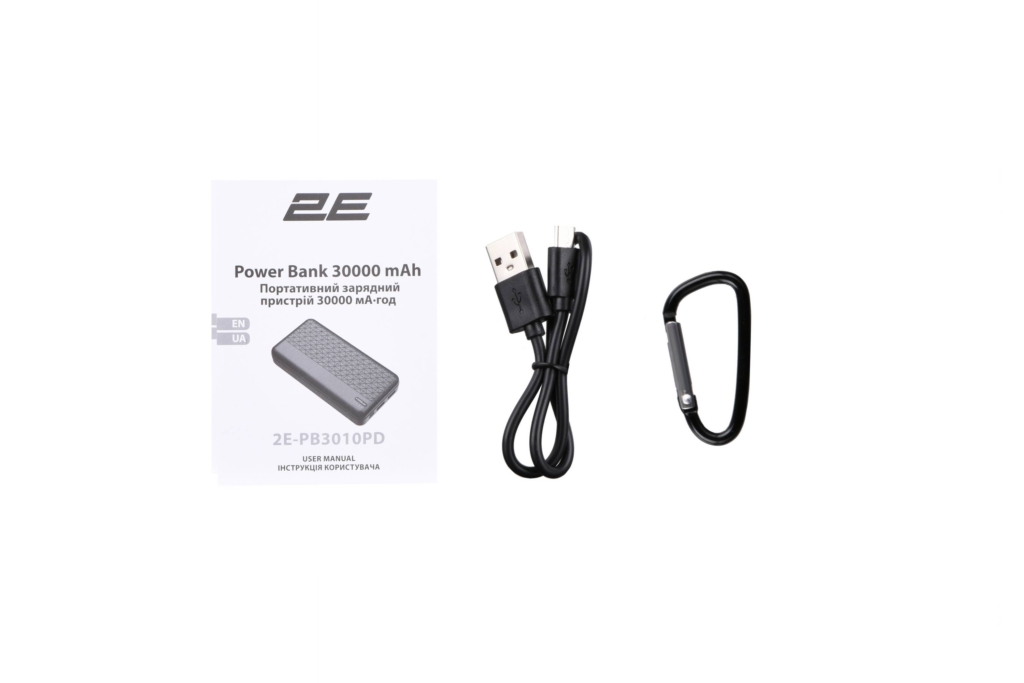 2E Портативний зарядний пристрій Power Bank Geometry 30000mAh PD, QC 18W Black