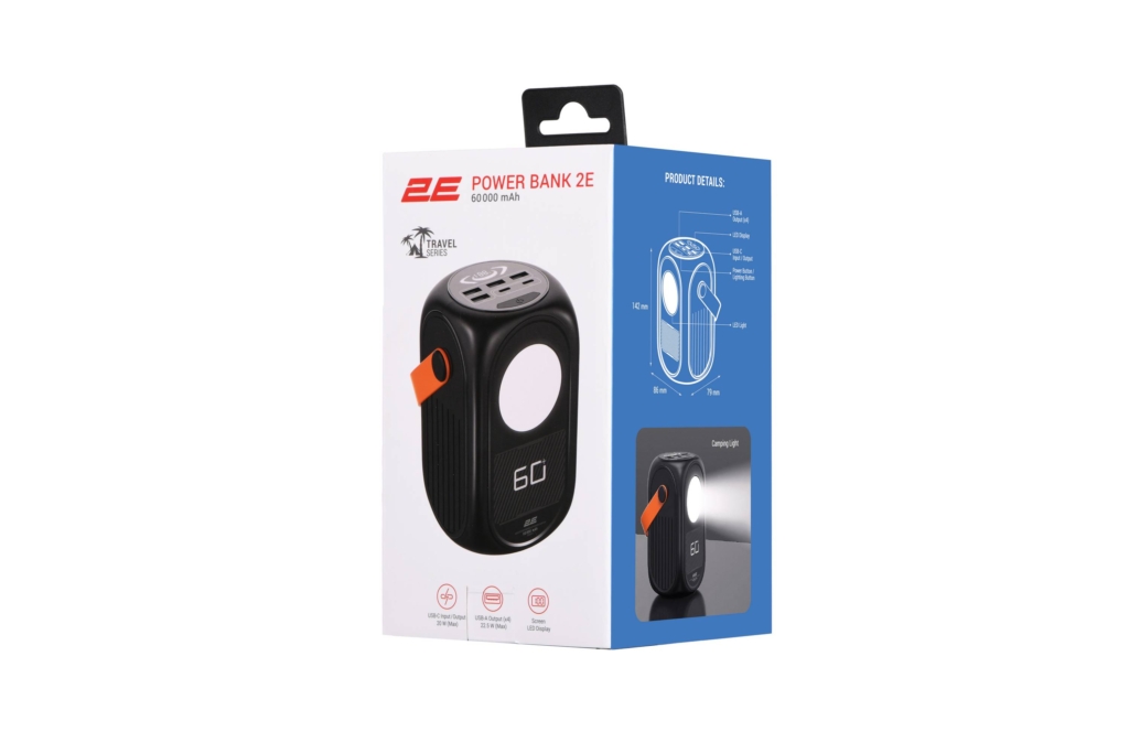 2E Портативний зарядний пристрій Power Bank Travel 60000mAh PD Black