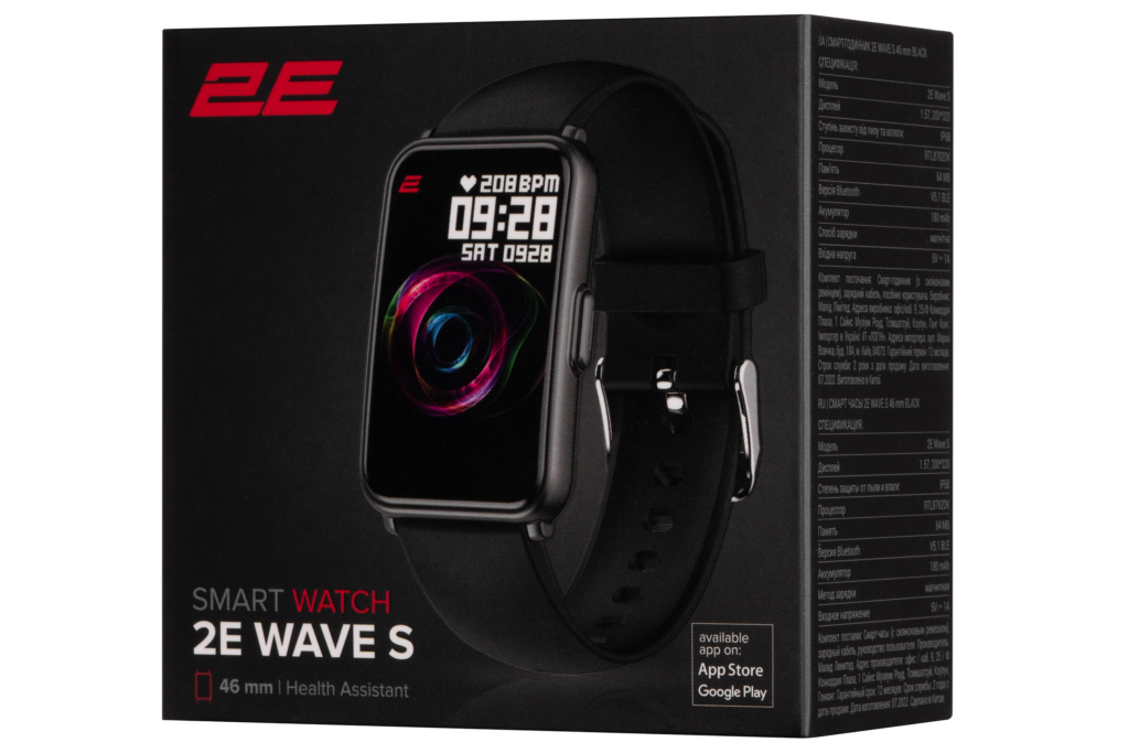 2E Смарт-годинник Wave S 46 mm Black