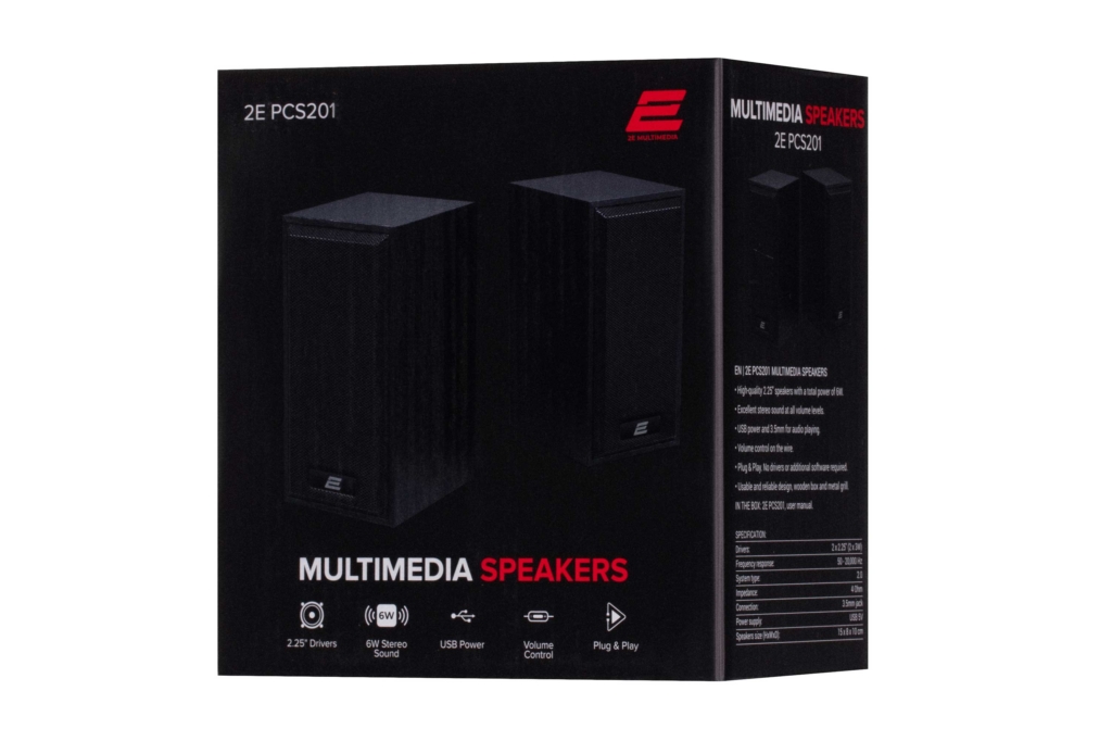 2E Акустична система PCS201, 2.0, USB, Black Wood