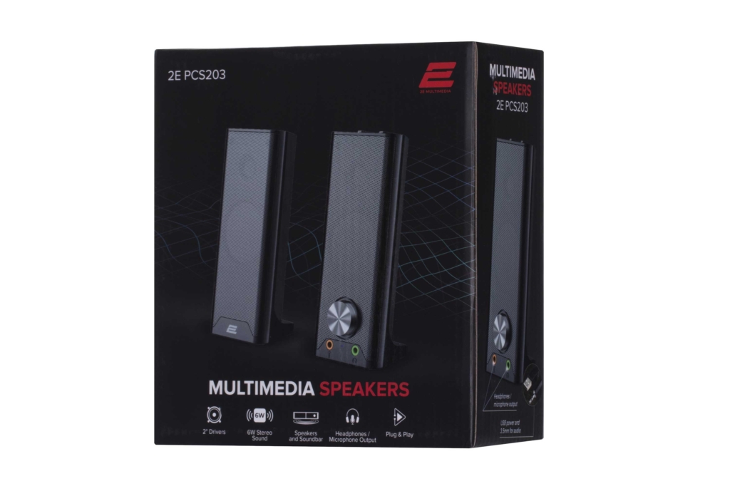 Computer speakers 2E PCS203, 2.0, USB, Metal Black