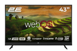 2E Телевізор 43″ LED 4K 50Hz Smart WebOS Black soundbar
