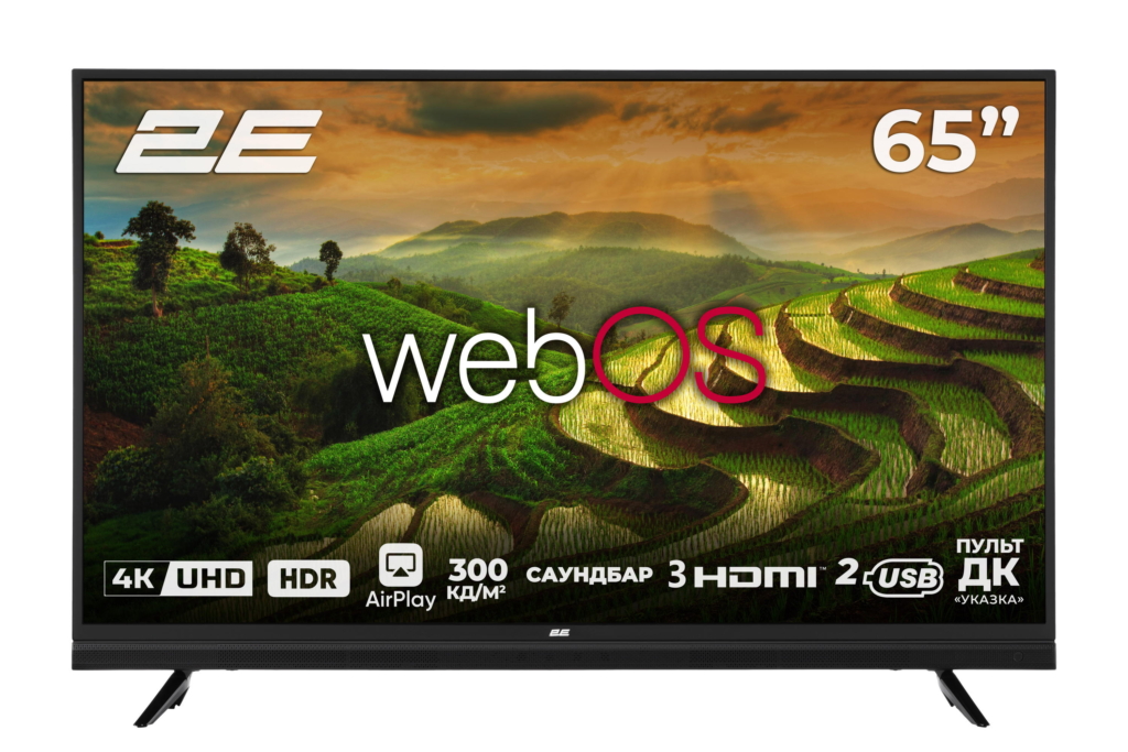 2E Телевізор 65″ LED 4K 50Hz Smart WebOS Black soundbar