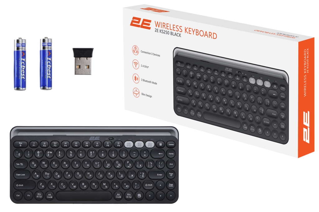 Keyboard 2E KS250 WL BT Black