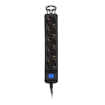2E Power strip 5XSchuko switch, 3G*0.75мм, 3м, Black