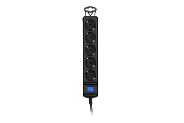 2E Power strip 5XSchuko switch, 3G*0.75мм, 3м, Black