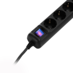 Сетевой удлинитель 2Е 5XSchuko с выключателем, 3Gx0.75мм, 5м, black