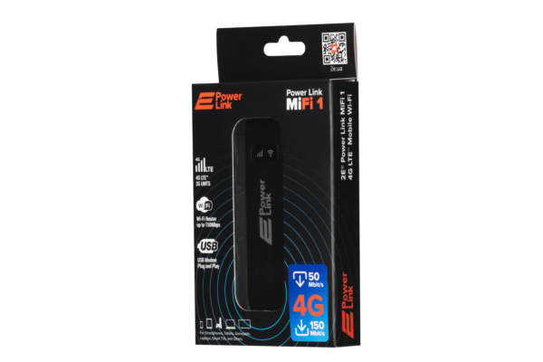 Мобильный 4G Wi-Fi маршрутизатор 2E PowerLink (MiFi 1) USB, LTE, 1x2FF SIM, WiFi 2.4GHz Black