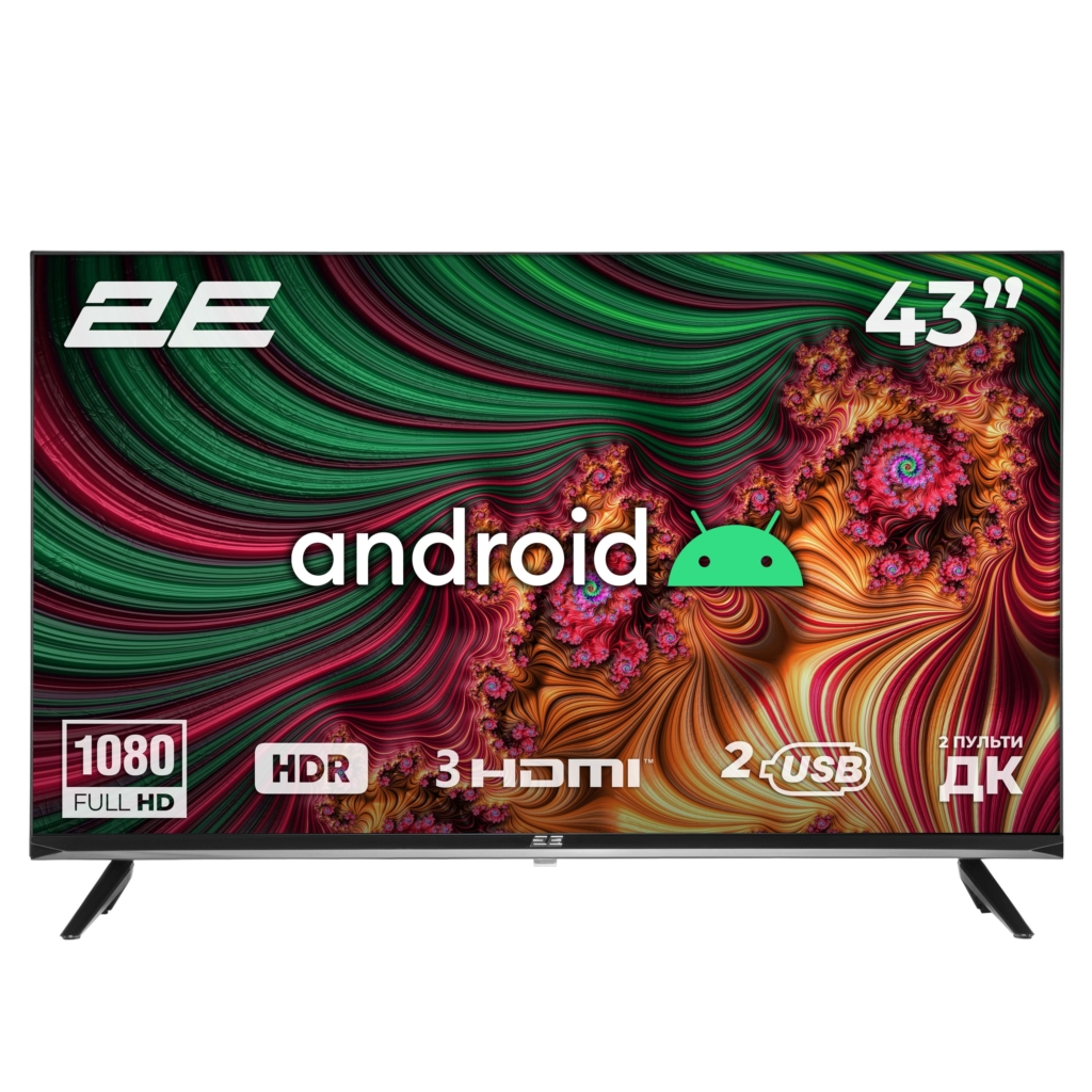 2E Телевізор 43″ LED FHD 60Hz Smart Android Black