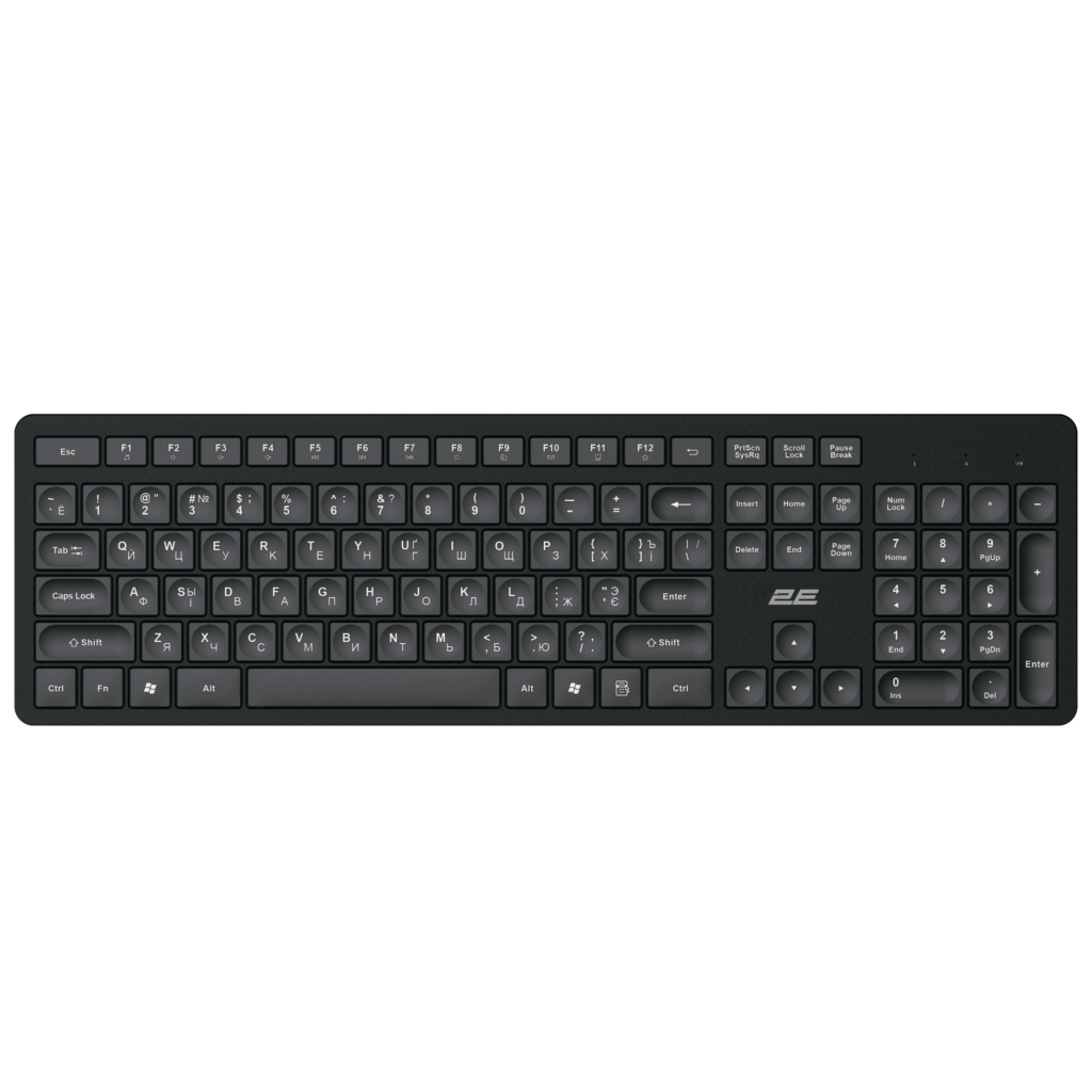 2E Клавіатура мембранна KS260 106key, WL, EN/UK/RU, чорний
