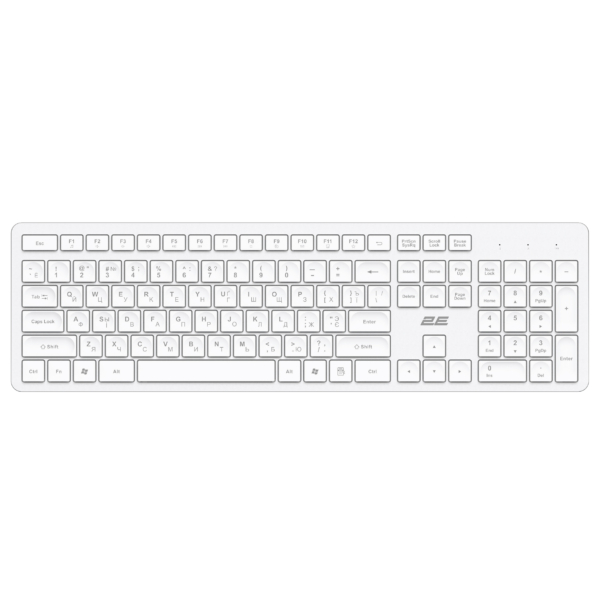 Клавиатура мембранная 2E KS260 106key, WL, EN/UK/RU, белый