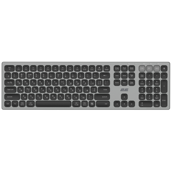 Клавиатура ножничная 2E KS270 105key, WL/BT, EN/UK/RU, серо-черный