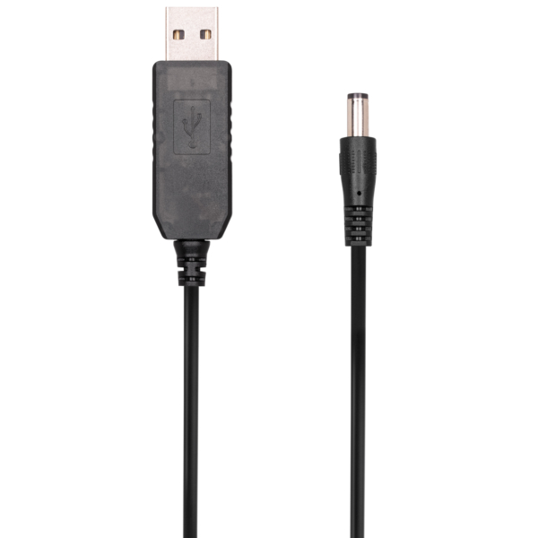 Кабель питания USB-A – DC 5.5х2.5мм 2Е 1м, 12В, 1A, черный