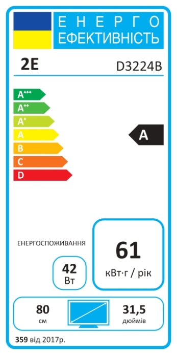 Монитор 2E 31.5″ D3224B 2xHDMI, DP, IPS, 2560×1440, 75Hz, 5ms, FreeSync