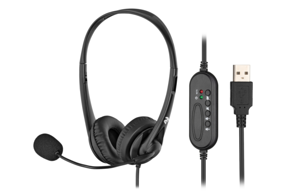 PC headset stereo On-ear 2E CH11 USB, omni-mic, 2m, black