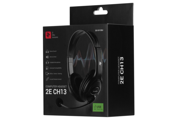Гарнитура ПК стерео Over-ear 2E CH13 mini-jack, omni-mic, 1.2м, черный