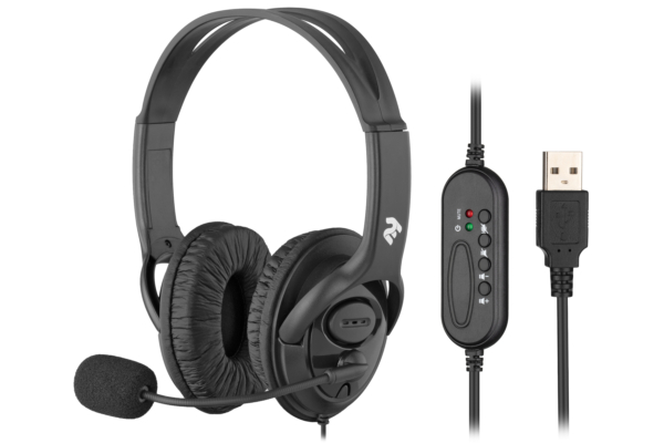 Гарнитура ПК стерео Over-ear 2E CH13 USB, omni-mic, 2м, черный