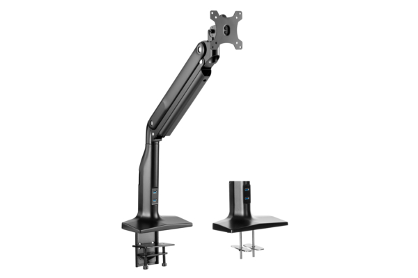 Single Monitor Select Spring Assisted Aluminum Monitor Arm with USB