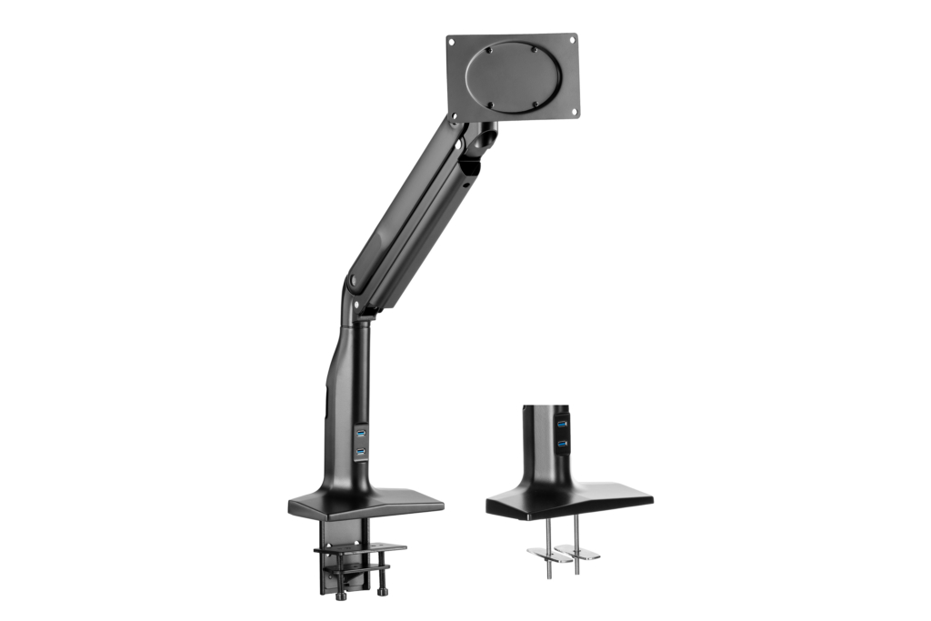 Single Monitor Select Spring Assisted Aluminum Monitor Arm with USB