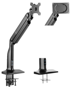 Single Monitor Select Spring Assisted Aluminum Monitor Arm with USB
