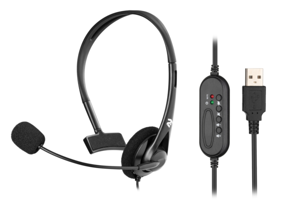 Гарнитура ПК моно On-ear 2E CH11 USB, omni-mic, 2м, черный