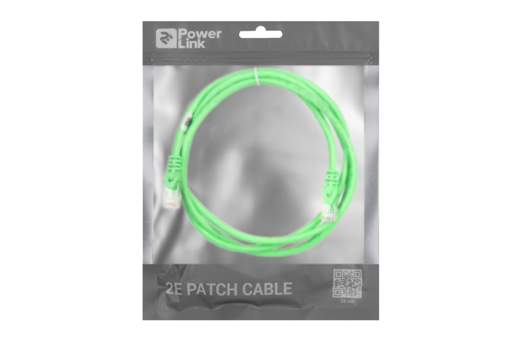 Патч-корд 2E САТ 6, UTP, 1.50м, 26AWG, RJ45, 7/0.16, Cu, PVC, зеленый