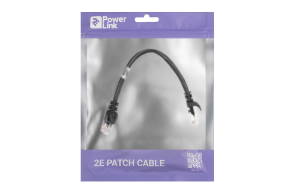 Patch Cable 2E Cat 5e,UTP,RJ45, 26AWG,7/0.16 CCA, 0.20m,PVC,Black