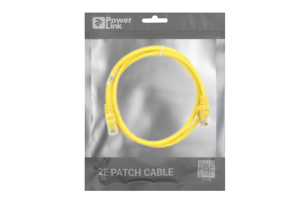 Патч-корд 2E САТ 6, UTP, 1м, 26AWG, RJ45, 7/0.16, Cu, PVC, жовтий