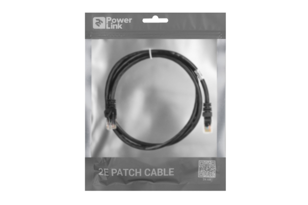Patch Cable 2E Cat 6,UTP,RJ45, 26AWG ,7/0.16 Cu, 1.00 m, PVC,Black