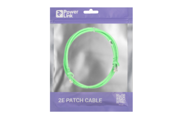 Патч-корд 2E САТ 5e, UTP, 1.20м, 26AWG, RJ45, 7/0.16, CCA, PVC, зелений