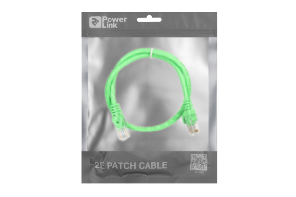 Patch Cable 2E Cat 6,UTP,RJ45, 26AWG ,7/0.16 Cu, 0.50 m,PVC, Green
