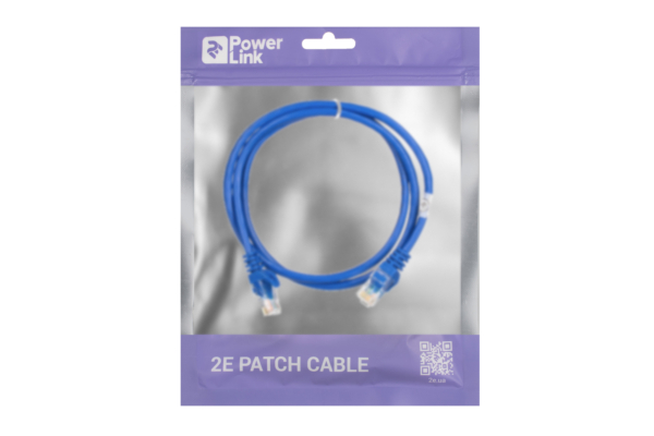 Патч-корд 2E САТ 5e, UTP, 1м, 26AWG, RJ45, 7/0.16, Cu, PVC, синій