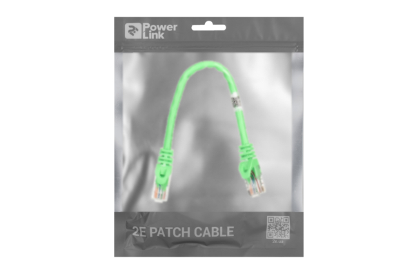 Patch Cable 2E Cat 6,UTP,RJ45, 26AWG ,7/0.16 Cu, 0.20 m,PVC, Green