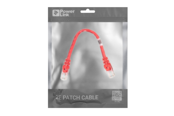 Патч-корд 2E САТ 6, UTP, 0.20м, 26AWG, RJ45, 7/0.16, Cu, PVC, червоний