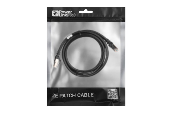 Патч-корд 2E САТ 6, S-FTP, 1.50м, 26AWG, RJ45, 7/0.16, Cu, PVC, чорний