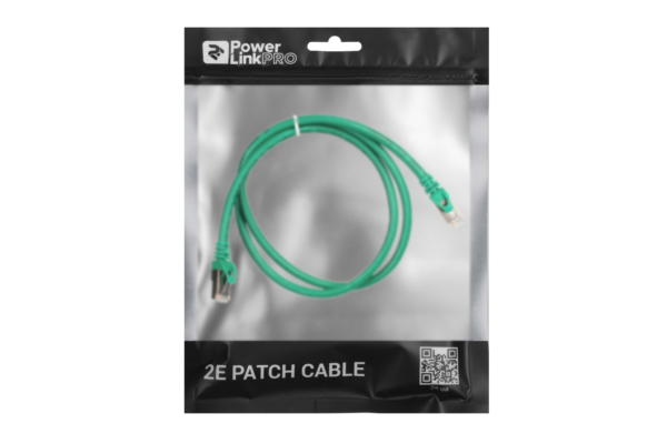 Патч-корд 2E САТ 6, S-FTP, 1м, 26AWG, RJ45, 7/0.16, Cu, PVC, зелений