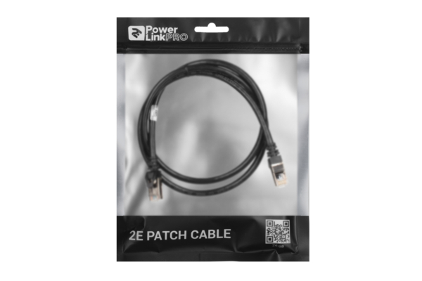 Патч-корд 2E САТ 6, S-FTP, 1м, 26AWG, RJ45, 7/0.16, Cu, PVC, чорний