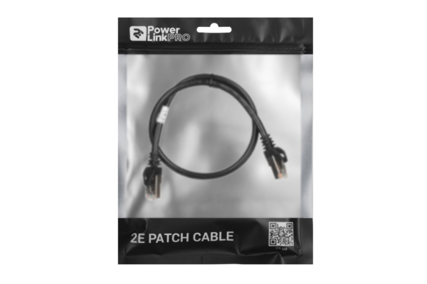 Патч-корд 2E САТ 6, S-FTP, 0.50м, 26AWG, RJ45, 7/0.16, Cu, PVC, чорний