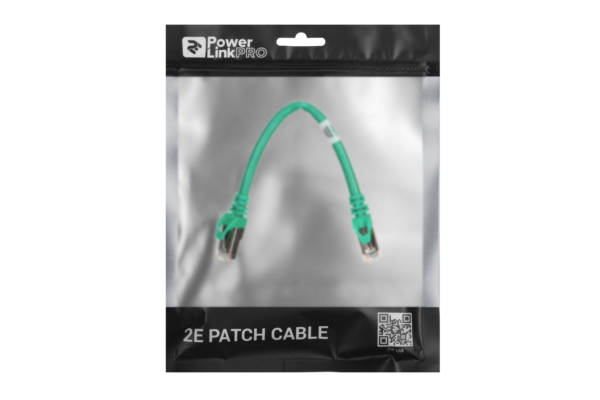 Патч-корд 2E САТ 6, S-FTP, 0.20м, 26AWG, RJ45, 7/0.16, Cu, PVC, зелений