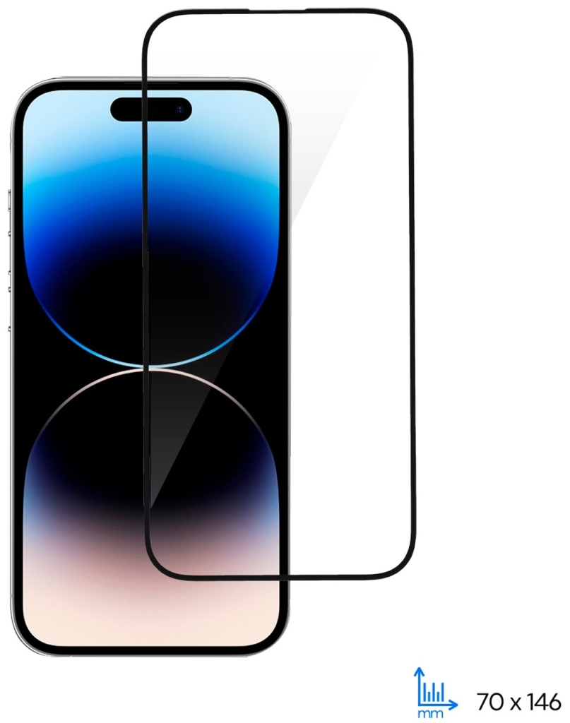2E Protective glasses for iPhone 14 Pro, 2.5D FCFG, (1 Pack), black border