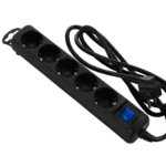 2E Power Strip 5хType F, 3х1.5mm2, 16A, 1.5m, black