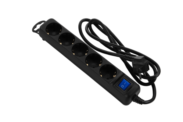 2E Power Strip 5хType F, 3х1.5mm2, 16A, 1.5m, black
