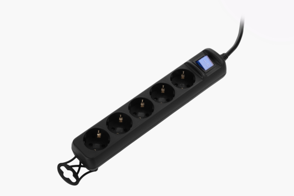 2E Power Strip 5хType F, 3х1.5mm2, 16A, 1.5m, black