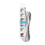 2E Power Strip 5хType F, 3х1.5mm2, 16A, 5m, white