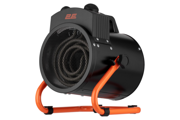 2E Industrial fan heater electric, Stainless, 2kW, 20m sq, 239m cubic/h, heating element – stainless steel, IPX4, black