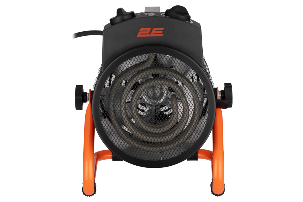 2E Industrial fan heater electric, Stainless, 2kW, 20m sq, 239m cubic/h, heating element – stainless steel, IPX4, black