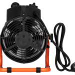 2E Industrial fan heater electric, Stainless, 3kW, 30m sq, 286m cubic/h, heating element – stainless steel, IPX4, black