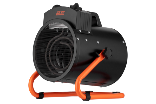 2E Industrial fan heater electric, Stainless, 3kW, 30m sq, 286m cubic/h, heating element – stainless steel, IPX4, black